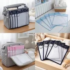 Kit com 5 Saquinhos Organizadores para Bolsa Maternidade em Tule + Tags Bordadas Coleção Realeza