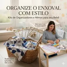 Kit com 5 Saquinhos Organizadores para Bolsa Maternidada em Tule + Naninha + Tags Bordadas