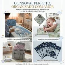 Kit c/6 Saquinhos Maternidade Organizadores para Mala de Maternidade em Plástico + Naninha Pelúcia