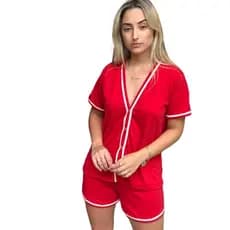 Pijama Aberto com Botões Blogueira baby doll amamentacao com botões funcionais gestação cirurgico