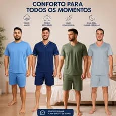 Pijama Masculino para dormir Verão Cirurgico Manga Curta E Short Adulto