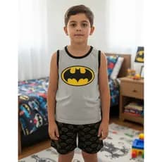 Pijama Infantil Menino Regata Super homem Curto Heroi Verão