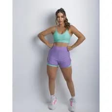 Conjunto Fitness Feminino Academia Short duplo e Top c/ bojo