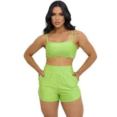 Conjunto Fitness Academia Short e Top bojo Removivel  Bolso