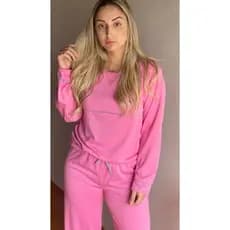 Pijama Adulto Feminino de Frio Manga Longa e Calça Conjunto de Dormir Inverno Comprido Mulher Macio