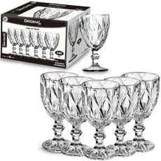Jogo De Taças Diamante De Vidro 6 Peças 340 Ml Água Suco