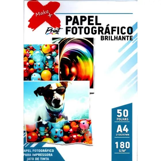 Papel Fotográfico Glossy Make 180 Gramas - 50 Folhas