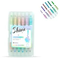 Kit Marca Texto Glitter - 12 Cores - Shine