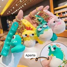 Chaveiro Dinossauro Pintinho Amarelo Bichinhos Fofo - Squishy Pop It Anti Stress
