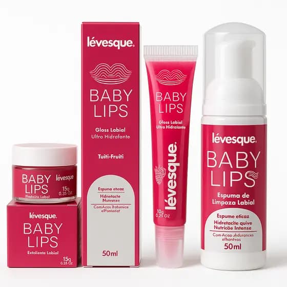 Kit Babygloss Sweet Lips – Baby Lips Gloss + Esfoliante + Espuma Labial Tutti Frutti • Hidratação e Maciez Hidragloss