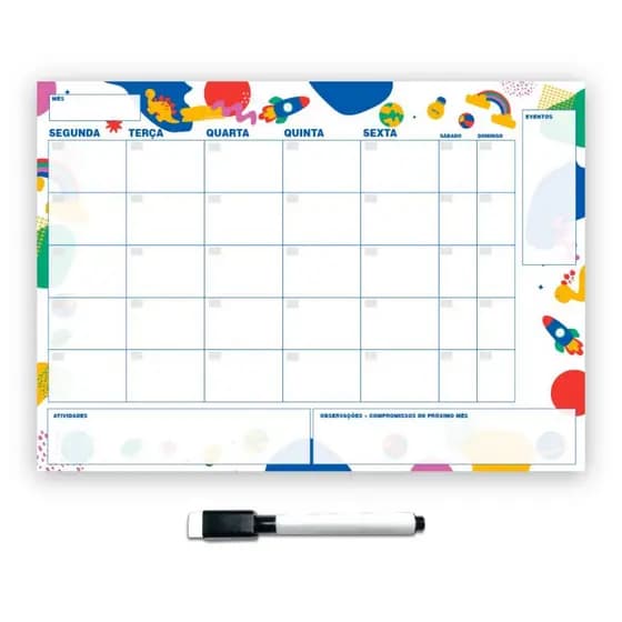 Planner Parede Infantil 2 c/caneta preta que apaga