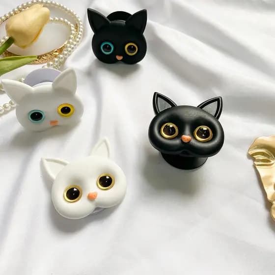 Ins Suporte De Celular Simples Fofo De Cor Lisa Com Airbag De Gato Pop Socket