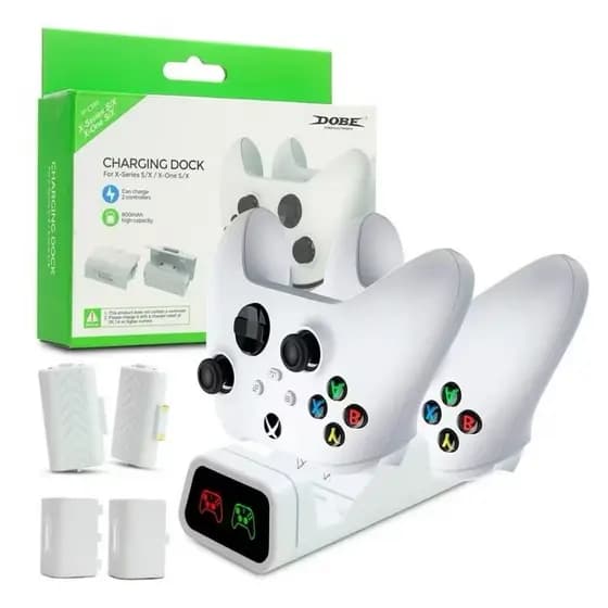 Base Dock Carregador Duplo Compatível com Controle Manete Xbox One Series S/X + 2 Baterias