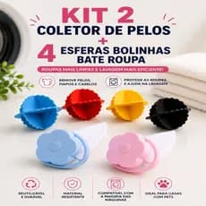 2 Coletor de Pelos e Fiapos Filtro Flutuante + 4 Esferas Bolinhas de lavar Roupa Máquina Tanquinho