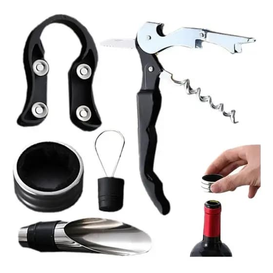 Kit Abridor De Vinho Inox Saca Rolha