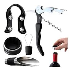Kit Abridor De Vinho Inox Saca Rolha