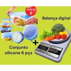Kit 6 Tampas de Silicone Multi Uso Flexível 6PCS 7CM.9.5CM Dolce + BalançaDigital de Cozinha Digital