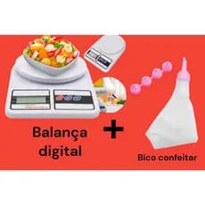 Kit Balança de Cozinha Digital + Conjunto De Confeiteira Premium De Silicone Com Bico Para Decoração 6 Peças