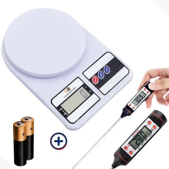 Kit Balança Digital 10 Kg com Termômetro Digital Espeto