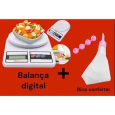 Só Hoje - Kit Balança Premium de Cozinha Digital + Conjunto De Confeiteira Premium De Silicone Com Bico Para Decoração de Plastico Para Creme Bolo
