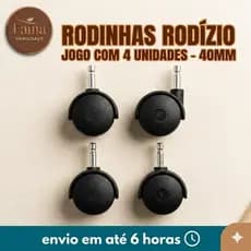 Rodinhas Rodízio Giratórias 40mm Pino 6mm Reforçadas jogo de 4 Unidades Cama Box Fruteira Andador