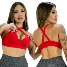 Top Vermelho Com Forro Reforçado Treino Academia Fitness