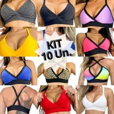 KIT 10  TOP CROPPED  ACADEMIA FITNESS ATACADO REVENDA CORES E ESTAMPAS COM FORRO CONFORTÁVEL