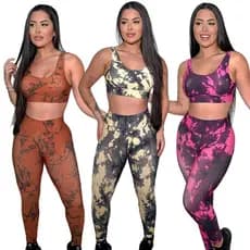 Conjunto leg e top estampada fitness academia look treino