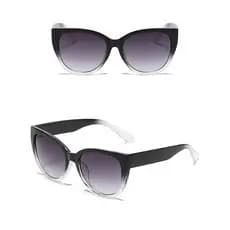 Óculos De Sol Feminino Retrô Preto Degradê Olho de Gato com Proteção UV400