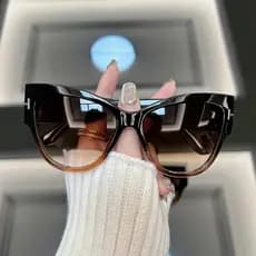 Óculos De Sol Feminino Vintage Olho de Gato Espelhado Proteção UV400 Marrom
