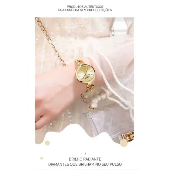 Relógio Feminino de Pulso  CURREN 9092 em Aço Inoxidável  Quartzo à prova d'água