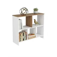 Estante Organizadora 5 Nichos Estilo Minimalista Branco e Madeira - Ideal para Livros e Decoração