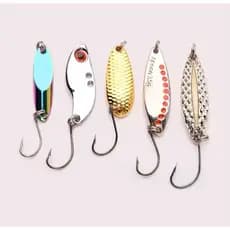 KIT 5 ISCAS ARTIFICIAIS COLHER PREMIUM PESCA TUCUNARÉ PACU CARPA
