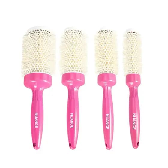 Nuance Escovas Térmica Escovas de Cabelo Kit Profissional Cabelereiro Vazada Escova Rosa 4 Pcs