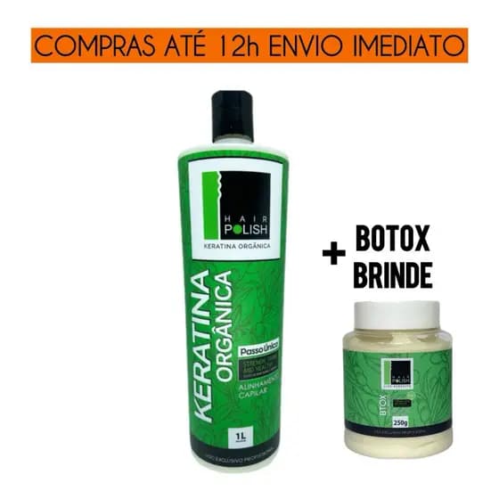 Hair Polish Alisamento Orgânico 100% Sem Formol Vegano 1L + Botox Orgânico Brinde