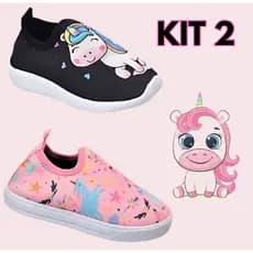 Kit 2 tênis infantil menina Calce Fácil Bebê Criança Lançamento Promoção