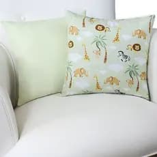 Kit Almofada Floresta Animais Infantil Decorativa Bichinhos + Almofada Verde Chá 100% Algodão