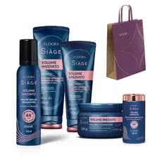 Combo Siàge Volume Imediato (5 itens) Shampoo, Condicionador, Máscara, Sérum e Mousse e  Sacola Eudora