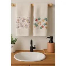 Kit 2 Toalhas de Lavabo PREMIUM 100% Algodão Of White com Saquinho Presenteável - Ceci Petit Home