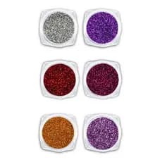 Kit 6 Glitters Finos Decoração de Unhas Manicure Multicolor, Brilho, Unha Esncapsulada, Unha de Gel, Alongamento de Unha