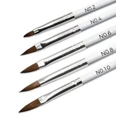 Kit 5 Pincéis Profissionais Decoração Unhas Gel Acrílico Porcelana Aquarela Manicure Pedicure Branco