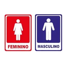 Kit 2 Placas de Vinil Banheiro Feminino + Masculino 20X15 Cm Sinalização Informativo Portas Estabelecimento