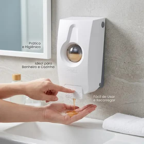 Dispenser Sabonete Líquido Banheiro Cozinha Porta Sabonete Recarregável Fácil Uso