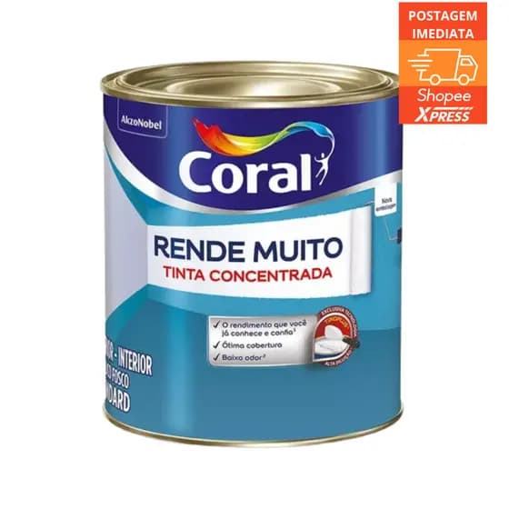 Tinta Rende Muito Acrílica 900ml Coral Branco ou Branco Gelo