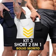 Kit 3 Shorts Masculino Com Bolso Secreto Ideal Para Treino de Alta Performance