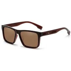 Óculos de Sol Masculino Marrom Formato Quadrado Lente Polarizada Proteção UV400 Casual Village Heaven 1036