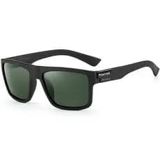 Óculos de Sol Masculino Polarizado Proteção UV400 Formato Quadrado Lente Verde Armação Preto Fosco Com Estojo VH 1035