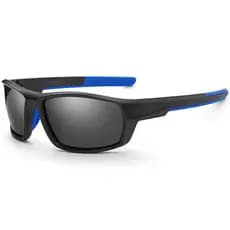 Óculos de Sol Esportivo Masculino Polarizado Proteção UV400 Armação Preto Fosco Detalhes Silicone Azul VH 1040 C2