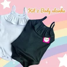 Kit 2 bodys alcinha menina bebê ,Body de bebê 1 preto e 1 branco .P,M e G de bebê.