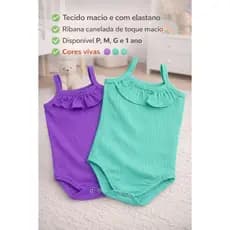 kit 2 bodys alcinha menina bebê , Body alcinha bebê com detalhe babado
